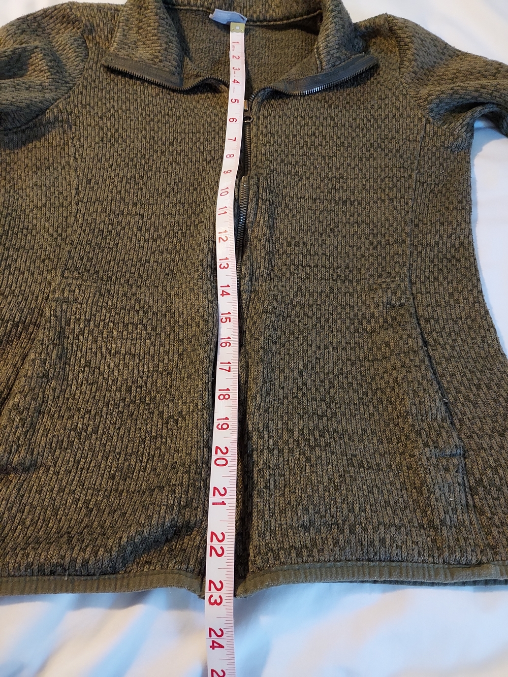 Columbia Women's Textured Waffle Full Zip Sweater Fleece Jacket Green M - Picture 6 of 8